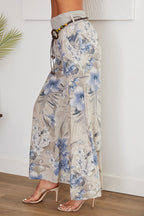 Hawaiian Floral Print Wide Leg Pant
