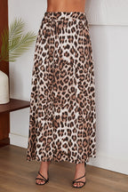 Cheetah Print Elastic Waist Silky Maxi Skirt