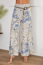 Hawaiian Floral Print Wide Leg Pant