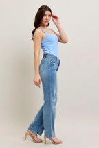 Judy Blue Mid-Rise Tummy Control Vintage Wash Straight Jeans