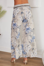 Hawaiian Floral Print Wide Leg Pant