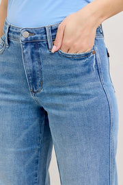 Judy Blue Mid-Rise Tummy Control Vintage Wash Straight Jeans
