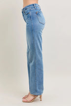 Judy Blue Mid-Rise Tummy Control Vintage Wash Straight Jeans