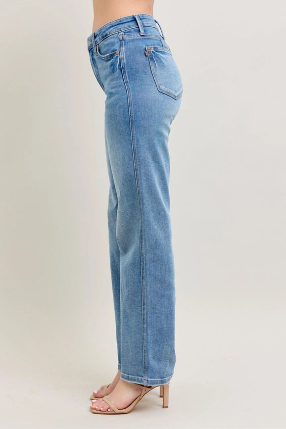 Judy Blue Mid-Rise Tummy Control Vintage Wash Straight Jeans