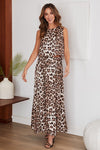 Cheetah Print Elastic Waist Silky Maxi Skirt