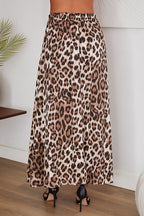 Cheetah Print Elastic Waist Silky Maxi Skirt