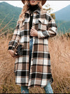 Women's Plaid Print Button Front Drop Coat