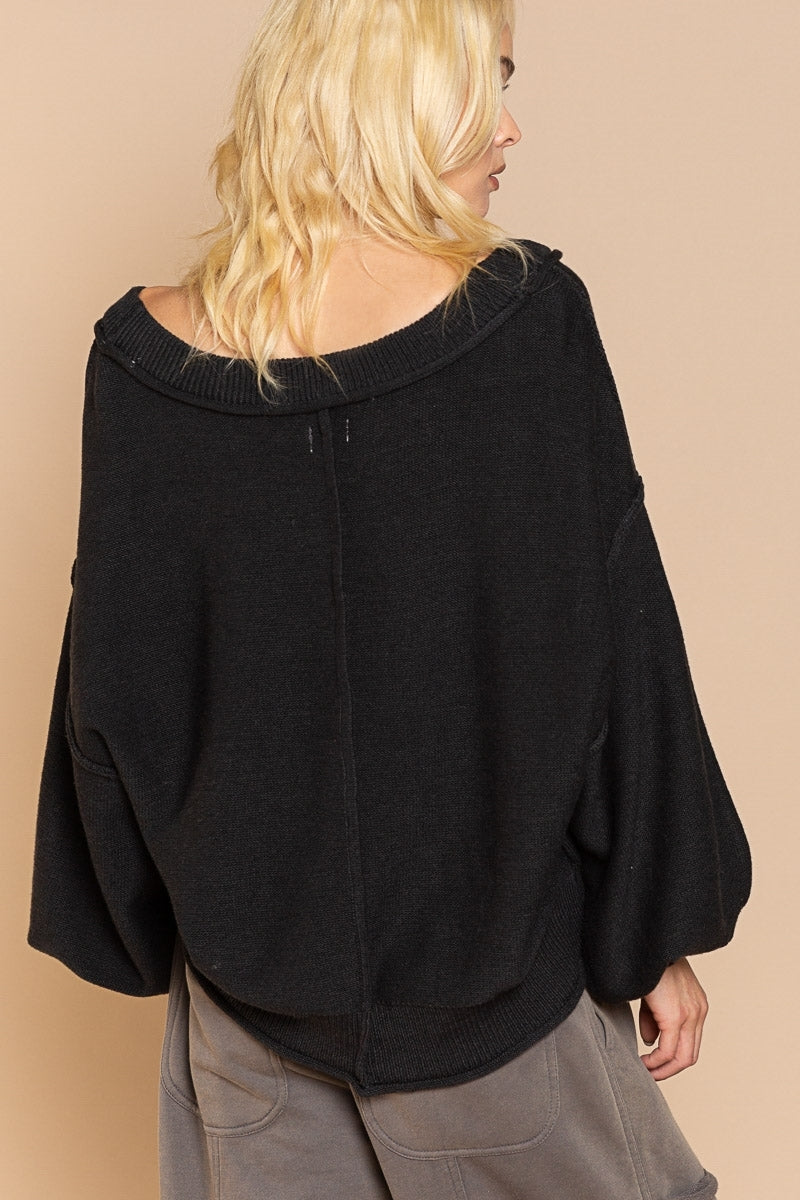 BLACK ACRYLIC SWEATER