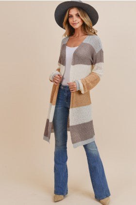 STRIPED OPEN CARDIGAN