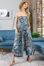 RUCHED STRAPLESS JUMPSUIT