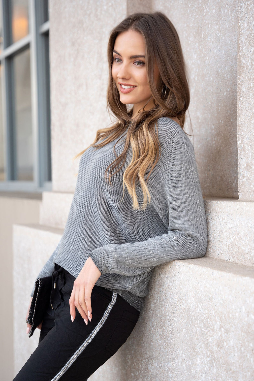 RHINESTONE SIDE STRIPE CRINKLE JOGGER