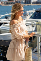 OFF THE SHOULDER 3/4''SLEEVE COTTON DRESS