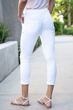 SOLID BUTTON FLY DRAWSTRING CRINKLE SKINNY JOGGERS