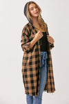 RISEN PLAID LONG HOODED SHACKET