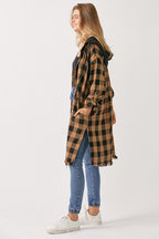 RISEN PLAID LONG HOODED SHACKET