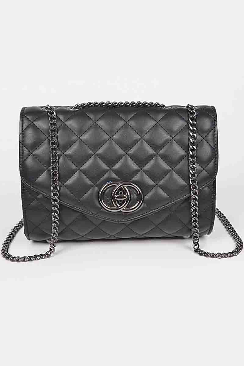 QUILTED FLAP CHAIN SHOULDER BAG
