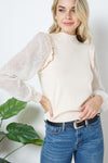 LACE SLEEVE SWEATER