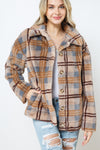 FAUX FUR PLAID JACKET