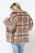 FAUX FUR PLAID JACKET