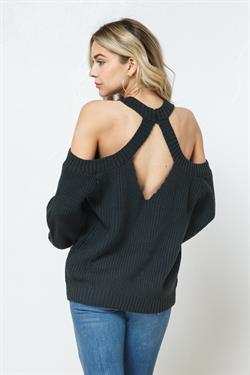 CUTOUT CRISS CROSS BACK SWEATER