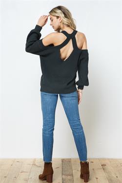 CUTOUT CRISS CROSS BACK SWEATER