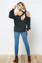 CUTOUT CRISS CROSS BACK SWEATER