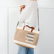 MOMS FOR ALL JUTE CROSSBODY TOTE