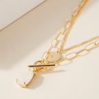 LAYERED STONE DISC CHAIN NECKLACE 2-COLORS