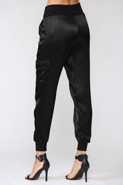 SATIN CARGO JOGGER PANTS