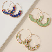 FLORAL PRINT HOOP EARRINGS