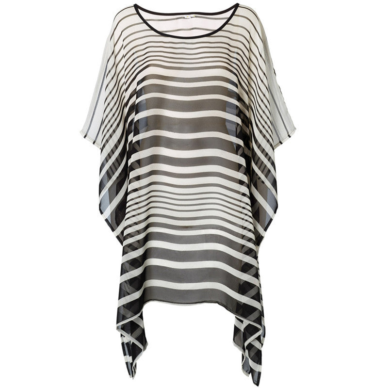 STRIPED SWIMSUIT COVER-UP