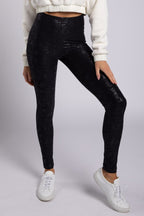 CRACKLE GLAZE FOIL HIGHWAIST LEGGINGS SM-3XL