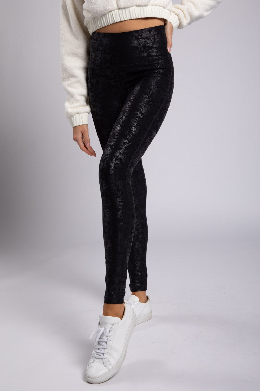 CRACKLE GLAZE FOIL HIGHWAIST LEGGINGS SM-3XL