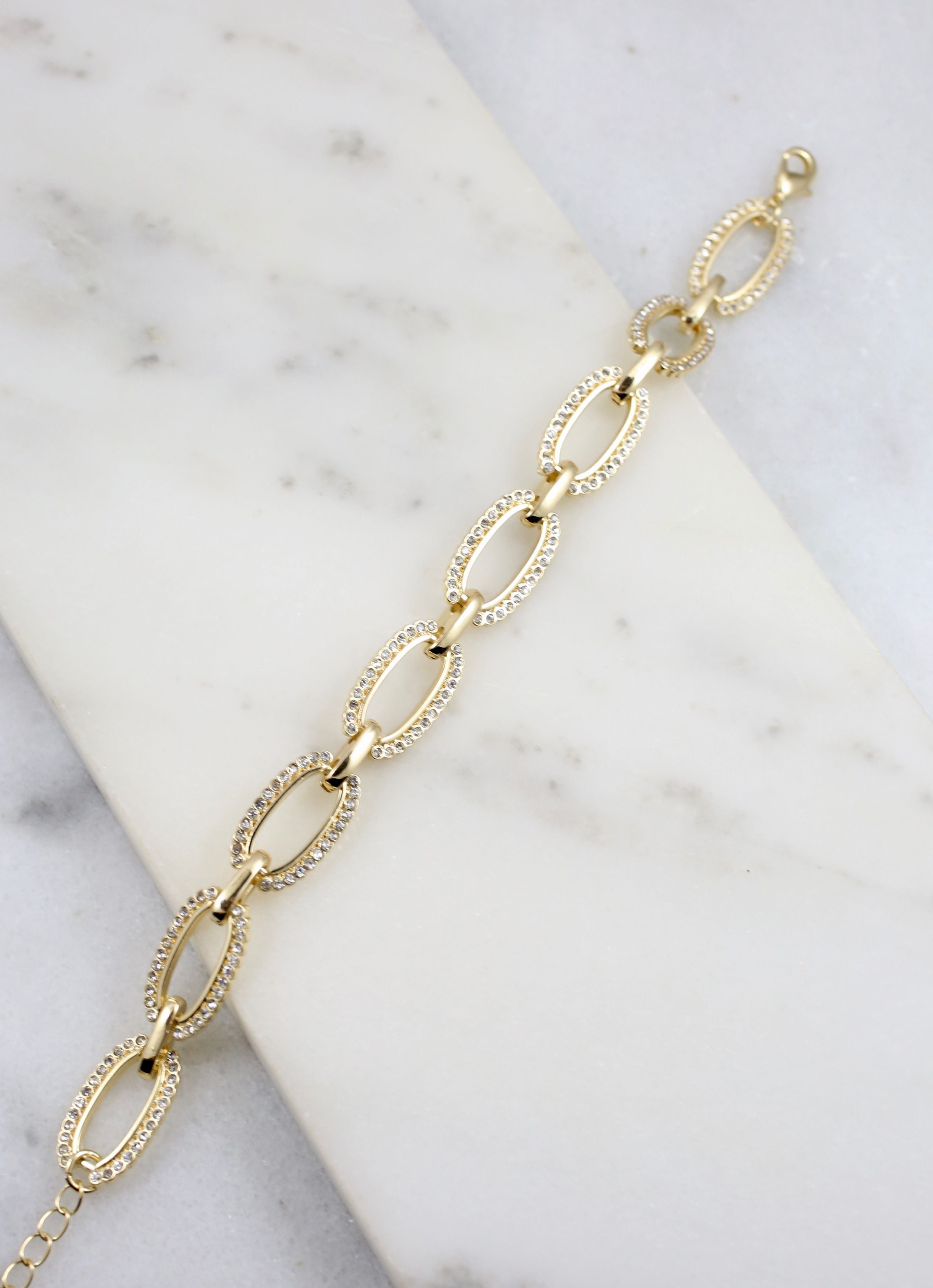 STEEN CZ LINK BRACELET-GOLD