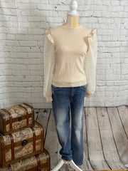 LACE SLEEVE SWEATER