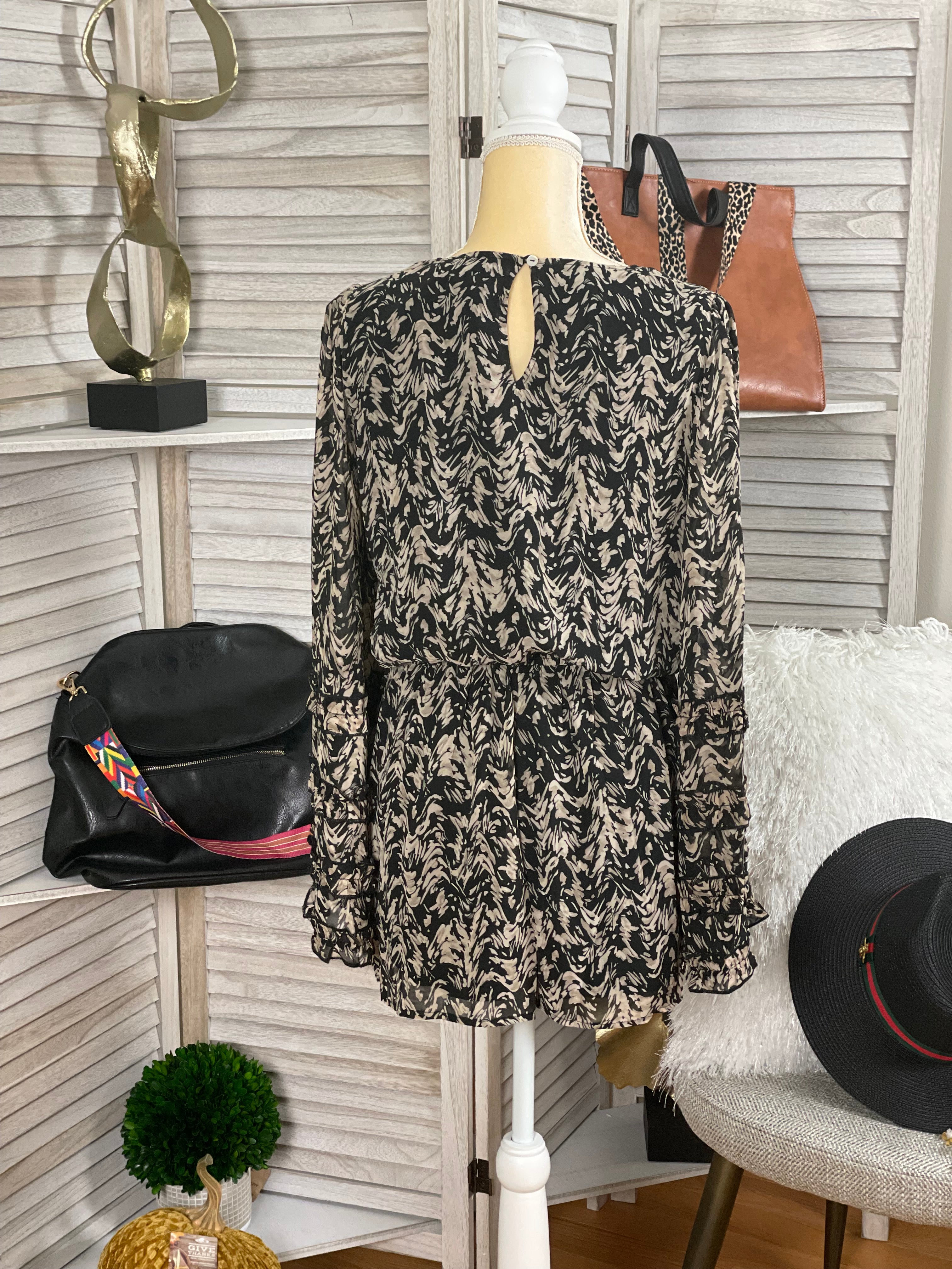 SURPLICE ROMPER BLACK