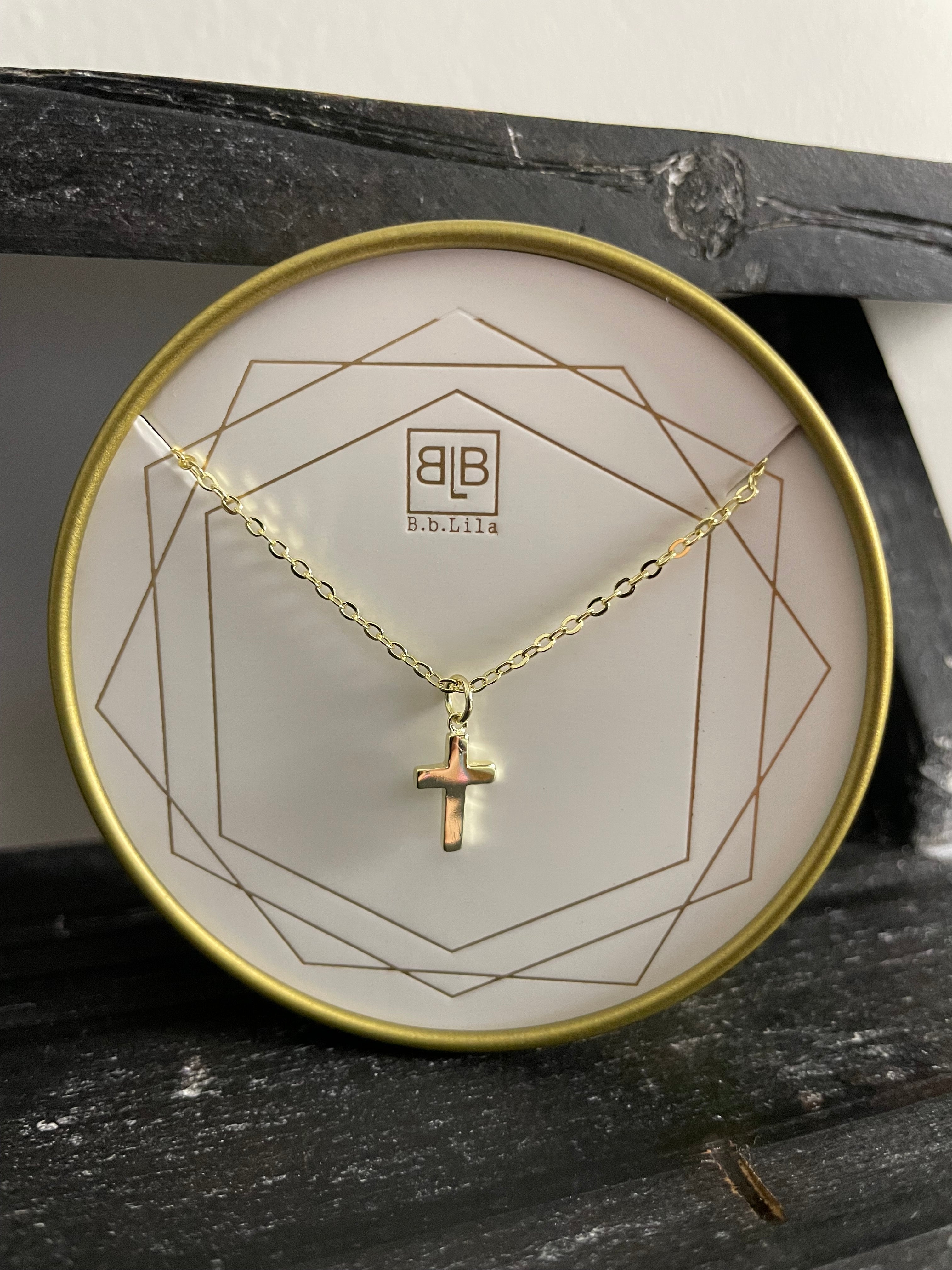 GOLD SOLID CROSS NECKLACE