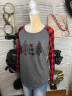 CHRISTMAS PLAID BASEBALL TOP