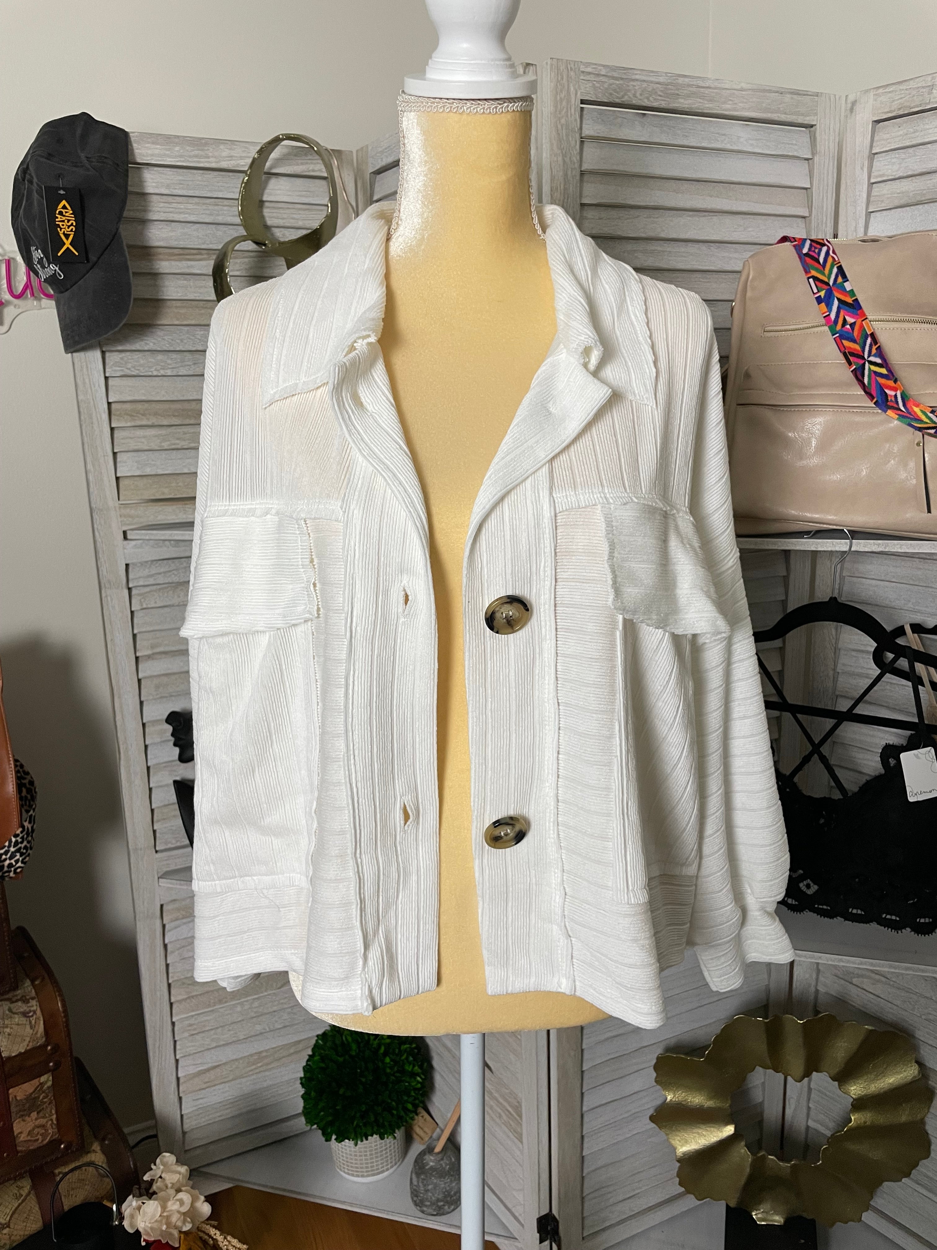 RIBBED SHIRT TOP BRWN/WHITE