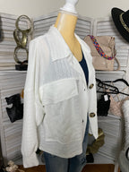 RIBBED SHIRT TOP BRWN/WHITE