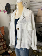 RIBBED SHIRT TOP BRWN/WHITE