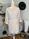 3/4 SLEEVE WRAP SOLID DRESS