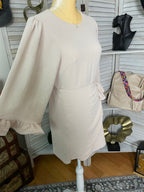 3/4 SLEEVE WRAP SOLID DRESS