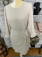 3/4 SLEEVE WRAP SOLID DRESS