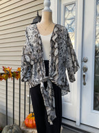ANIMAL PRINT TIE FRONT PLUS CARDIGAN