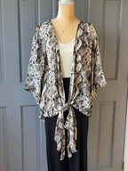ANIMAL PRINT TIE FRONT PLUS CARDIGAN