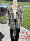 ANIMAL PRINT TIE FRONT PLUS CARDIGAN