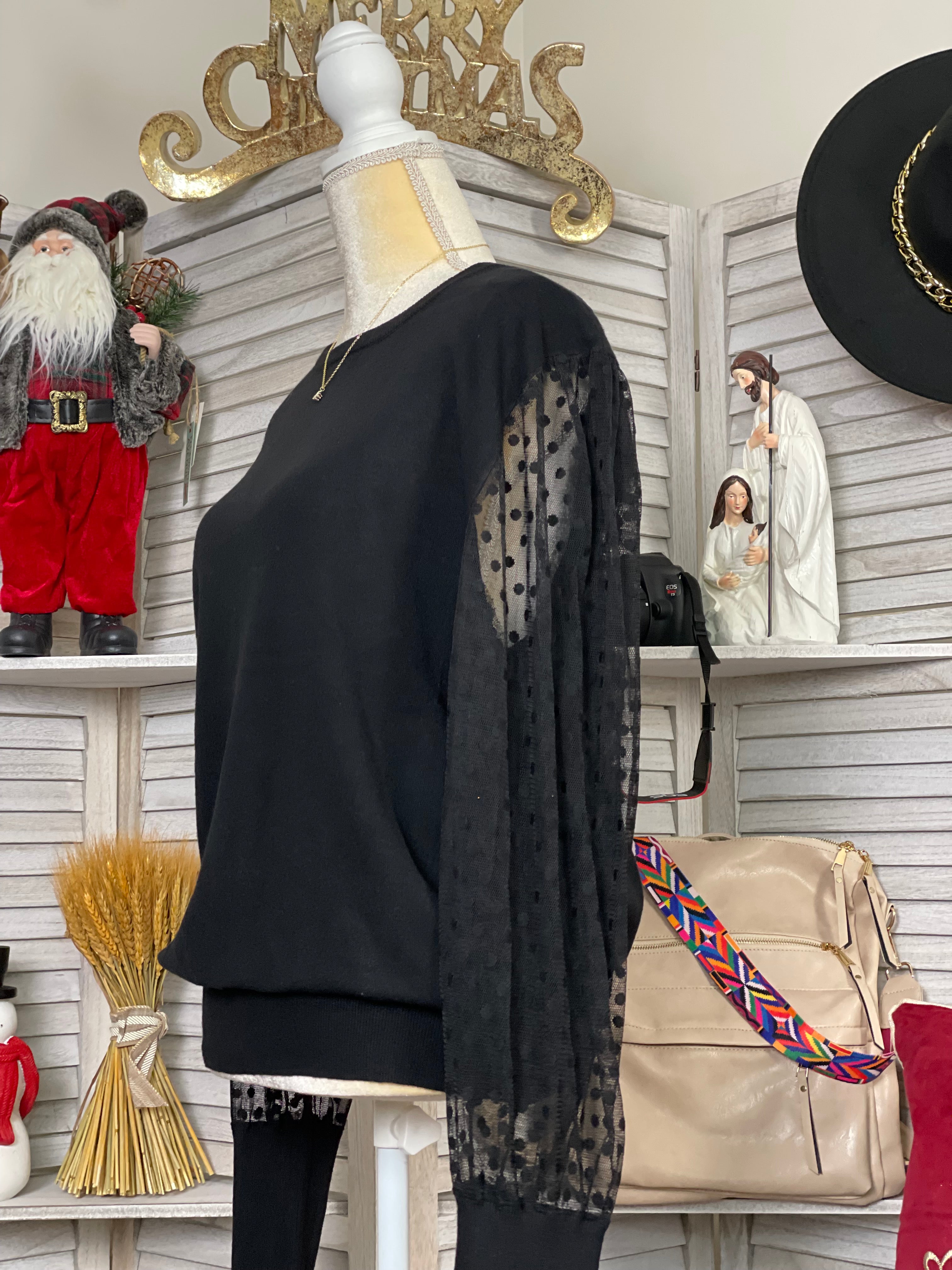 POLKA DOT CREW NECK SWEATER