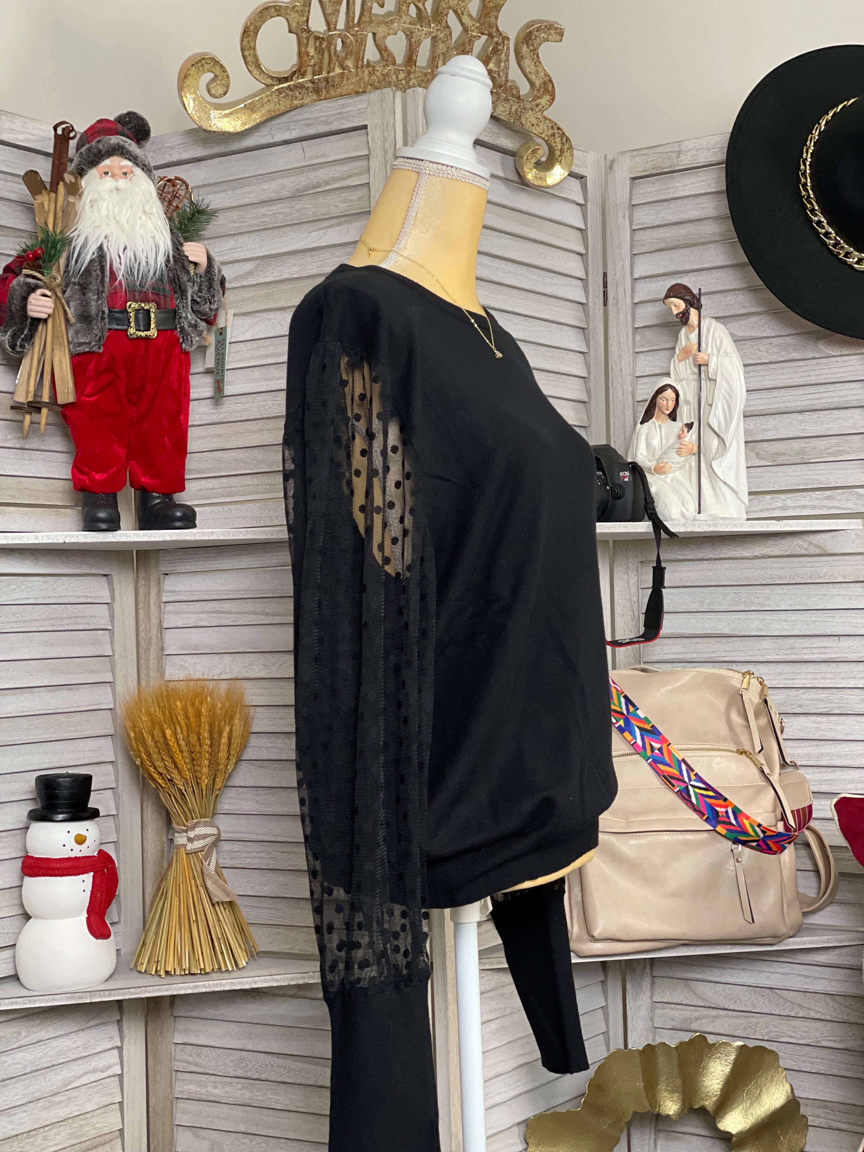 POLKA DOT CREW NECK SWEATER