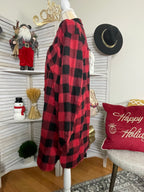 PLAID LONG SLEEVE BUTTON DOWN DRESS/SHACKET